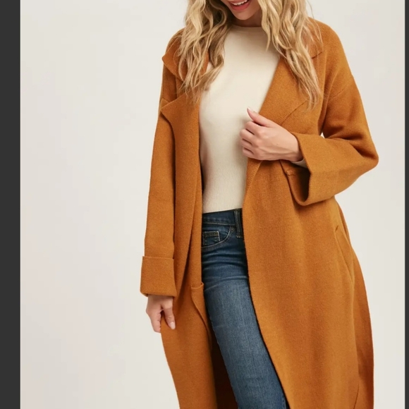 #068 NEW! Boho, Bold, Chic, and Fabulous Effortless Knitted Trench Coat - Picture 3 of 6